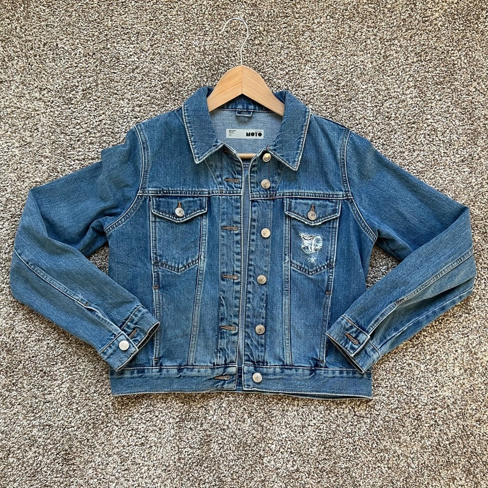 Topshop Moto Jean Jacket Vintage Wash Size US 6